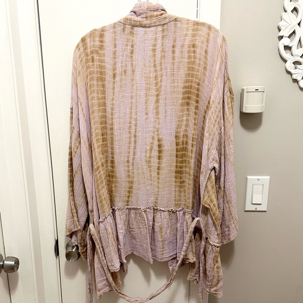 Free People FP One Sasha Tie Dye Gauze Kimono XS/S Lavender Belted Cardigan Top - Picture 3 of 7